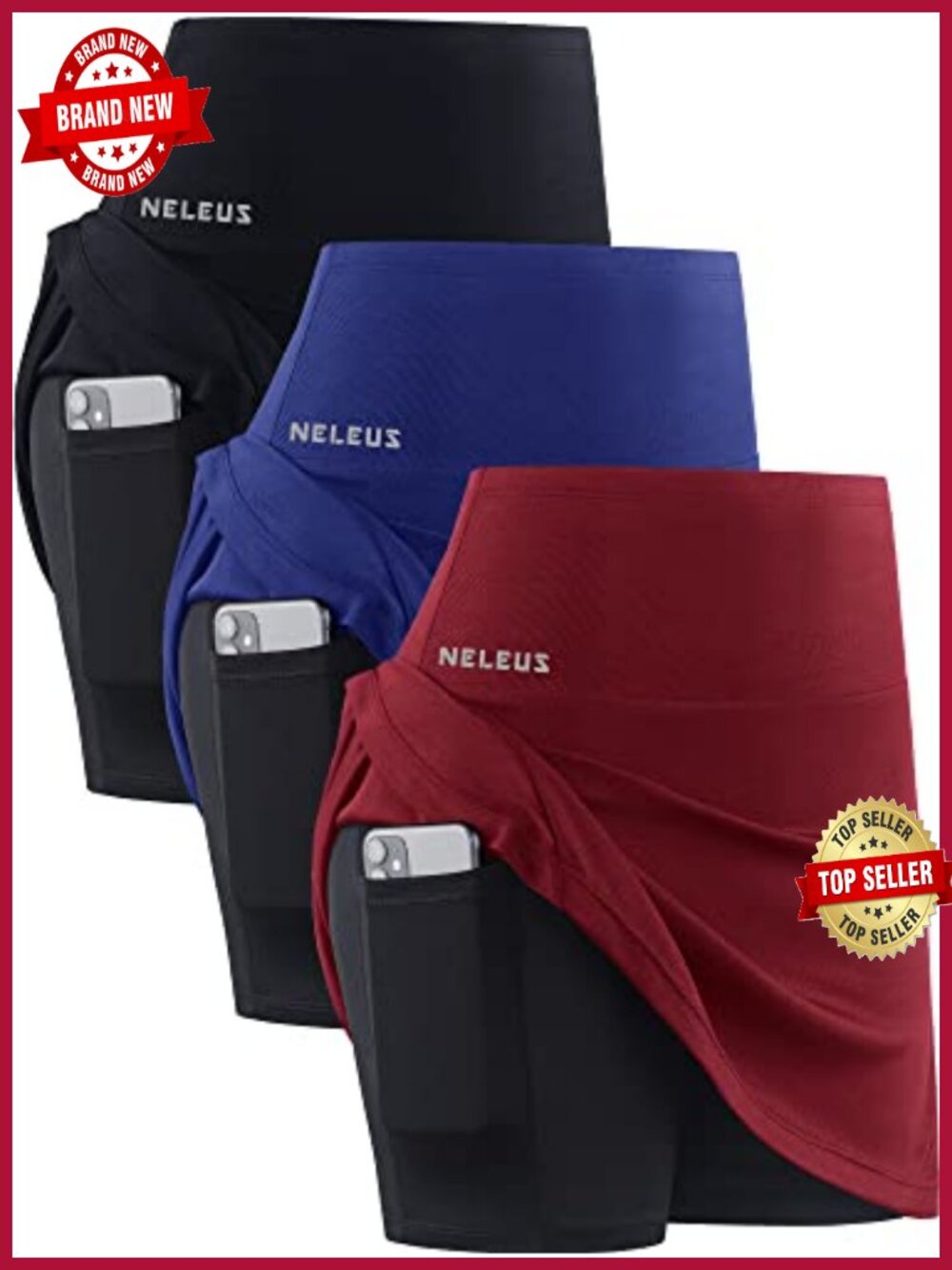 2-in-1 Tennis Skirt with Pockets Athletic Running Shorts